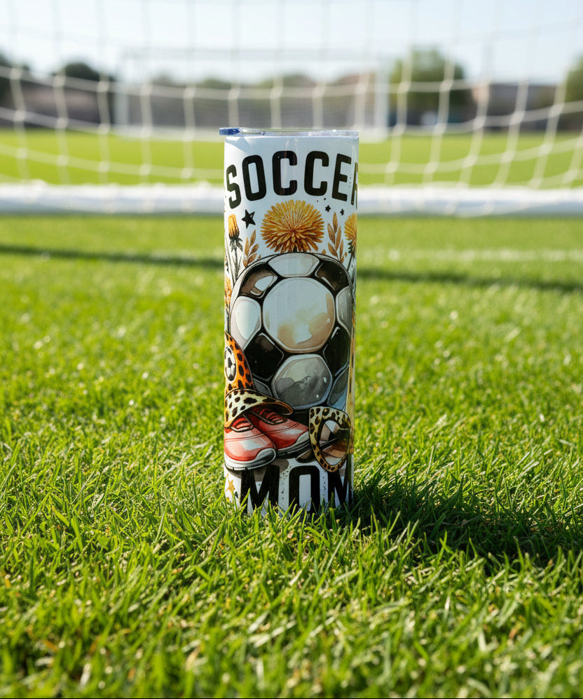 Soccer Mom Leopard Print 20 oz. Skinny Tumbler